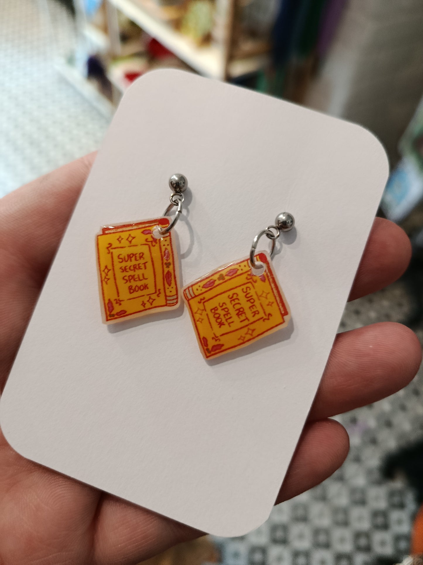 Super Secret Spell Book Earrings Yellow
