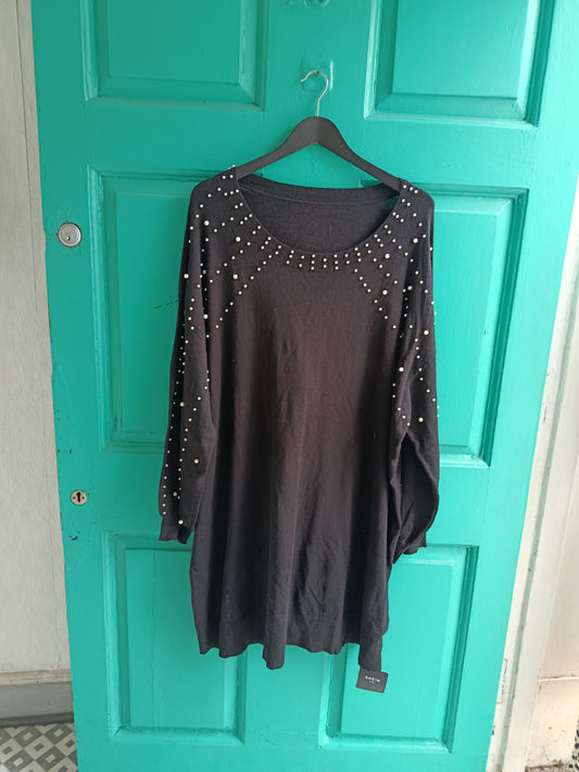 Black beaded light knit jumper Uk 30