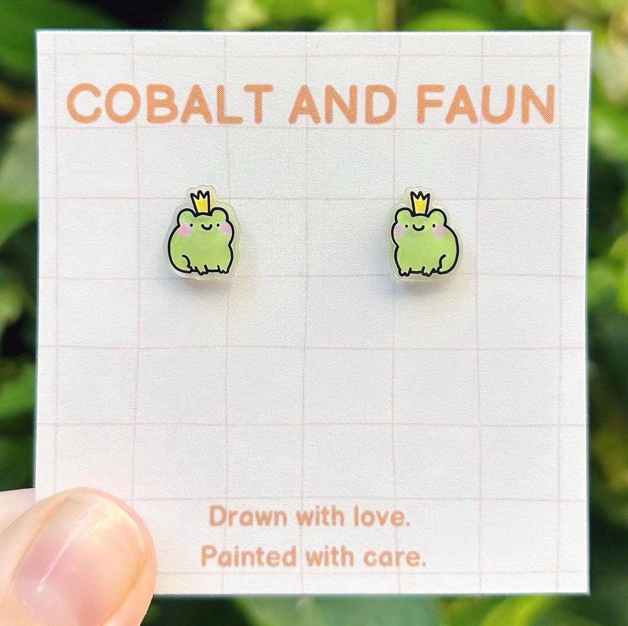Cobalt and Faun Frog Studs