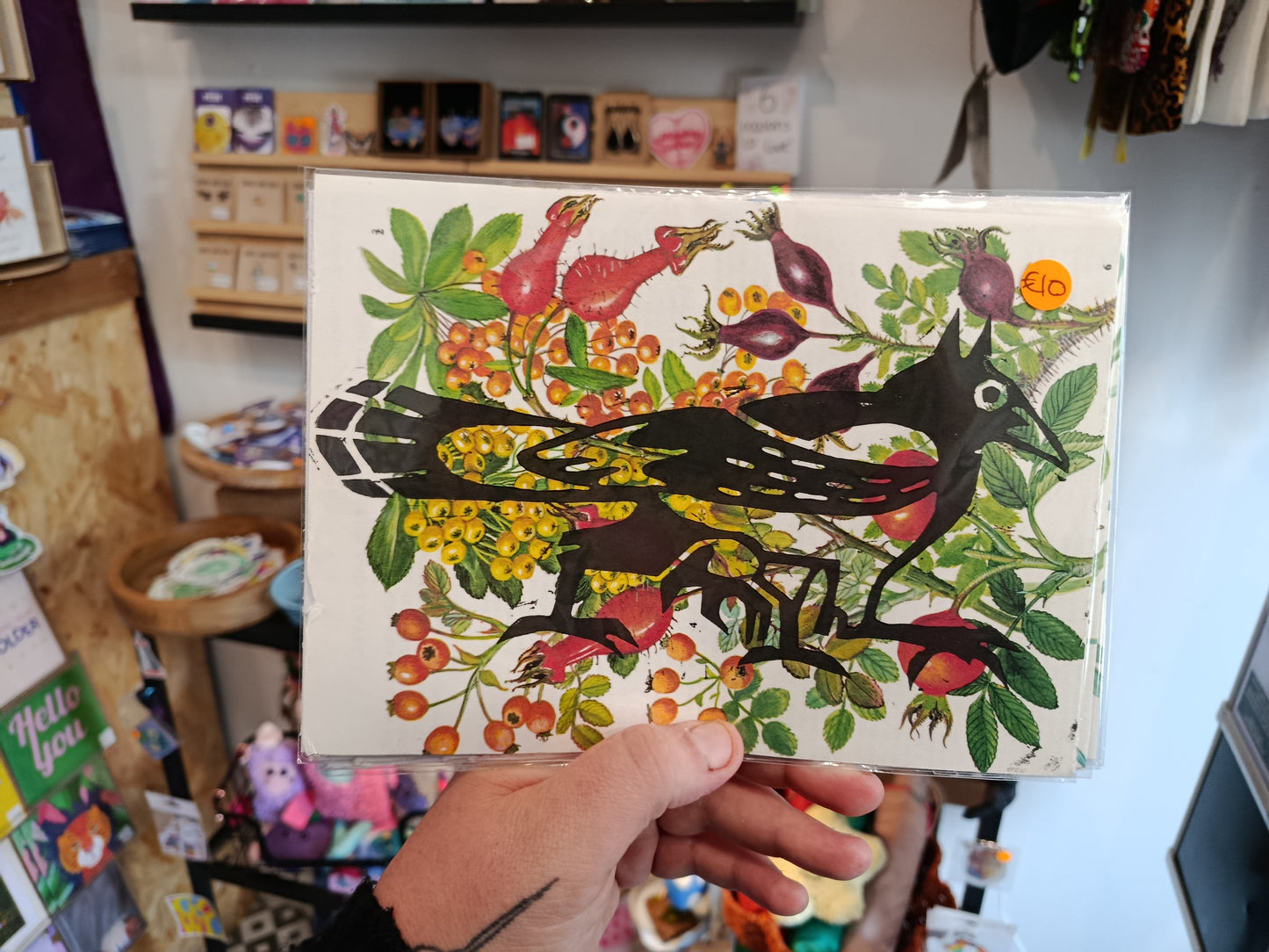 Tatzelwurk Magpie Linos on Botanical backgrounds