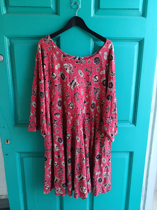 Red Skull Print Dress Torrid Size 30