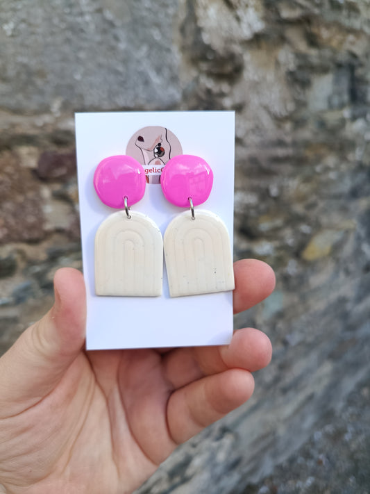 White and Pink statement earrings
