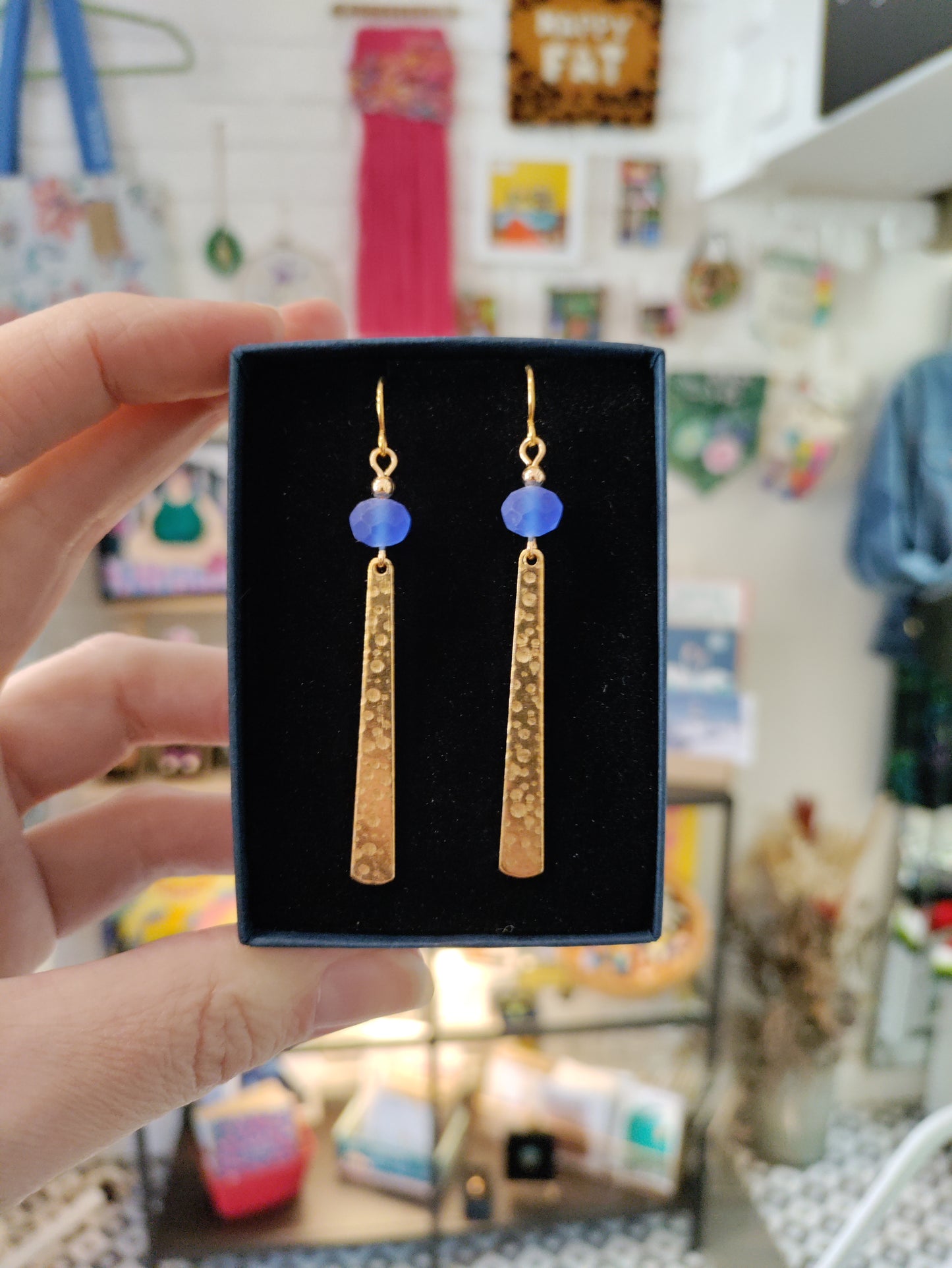 Brass and bead earrings