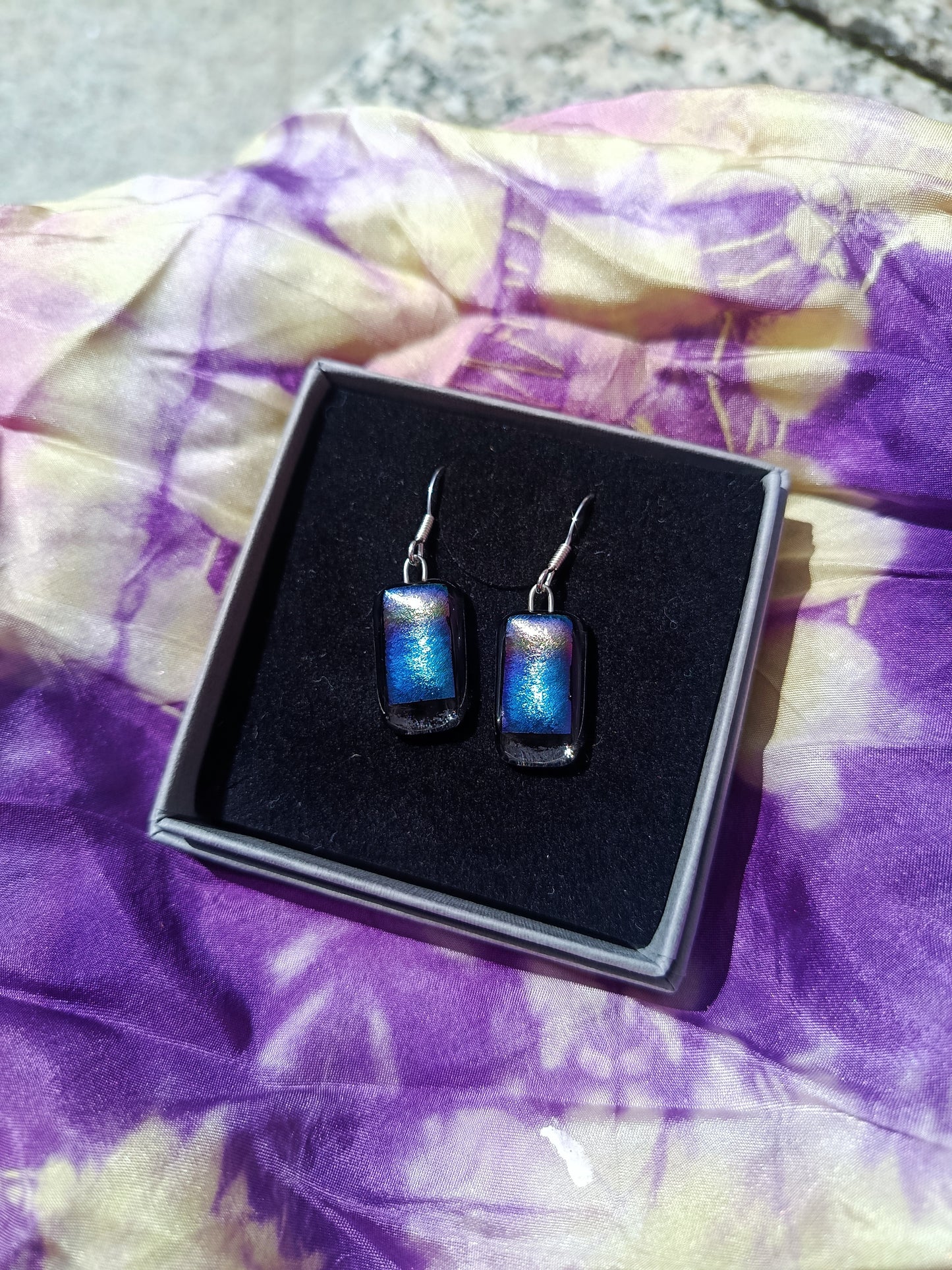 Dichroic Glass Earrings with sterling silver earrings hooks