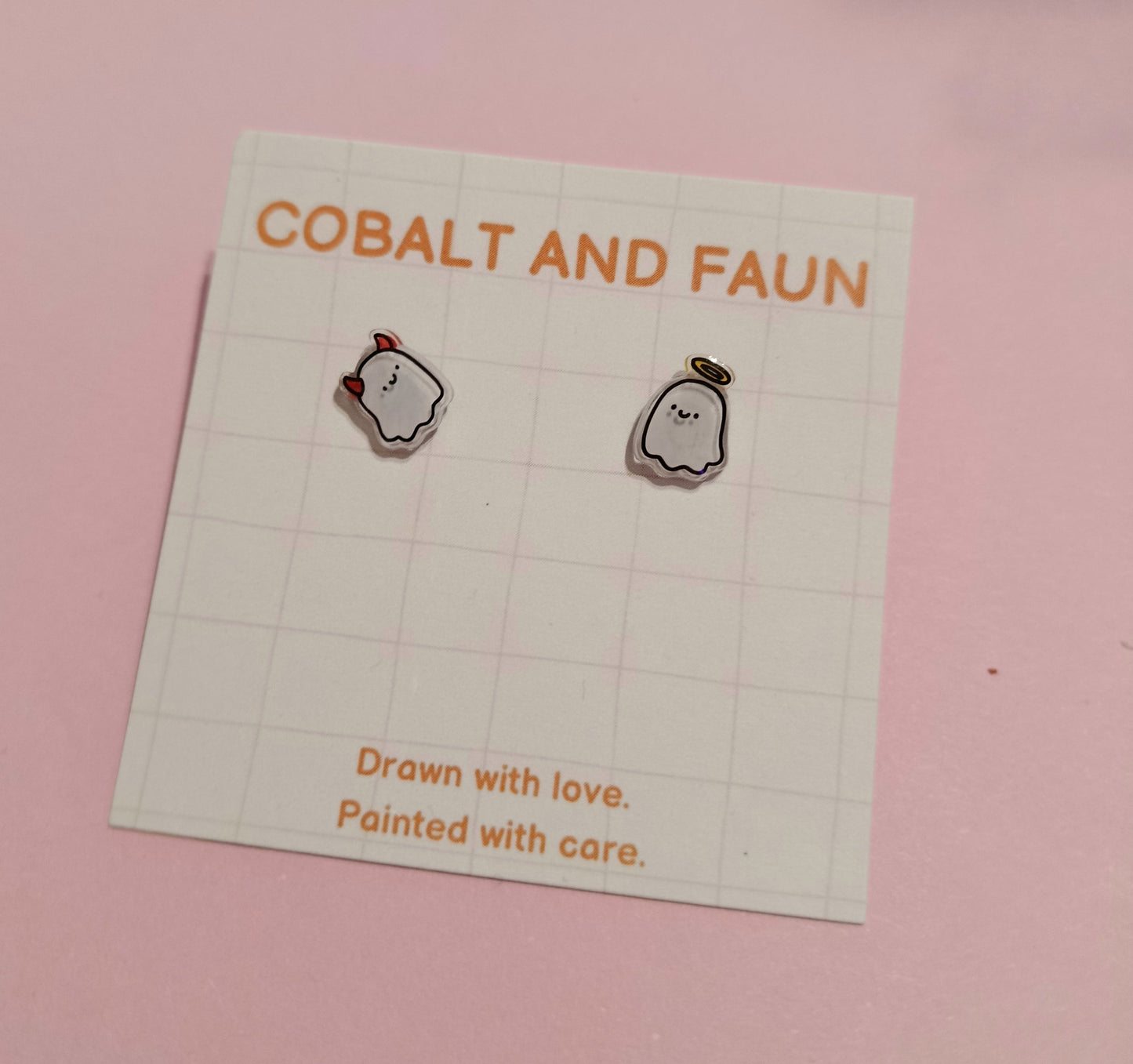 Cobalt and Faun Ghost Studs