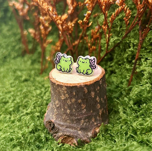 Cobalt and Faun Frog Studs